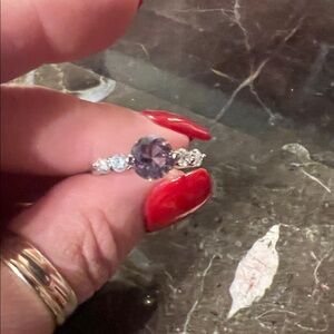 Elegant Silver and Purple Women's Ring